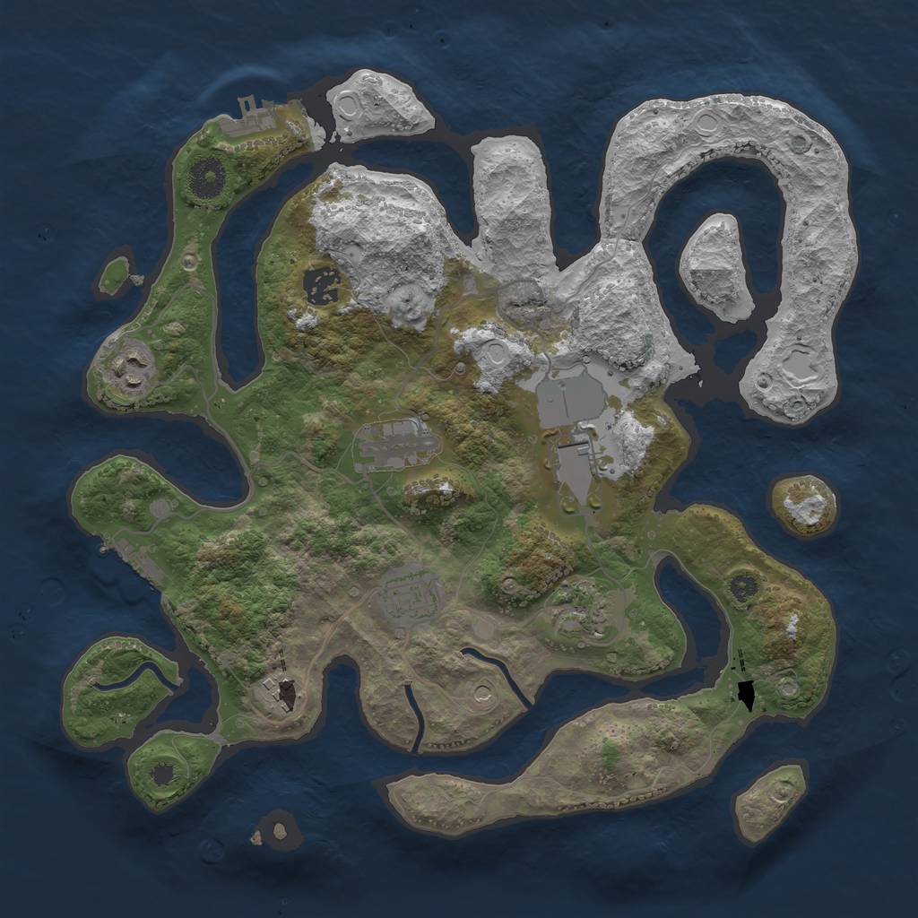 Rust Map: Procedural Map, Size: 3500, Seed: 1543689408, 18 Monuments