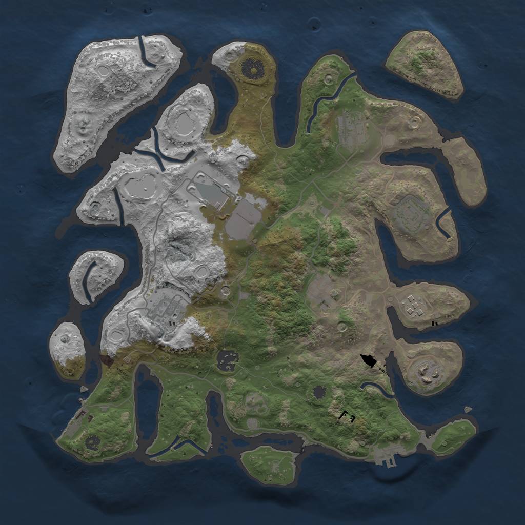 Rust Map: Procedural Map, Size: 3500, Seed: 1302639801, 19 Monuments