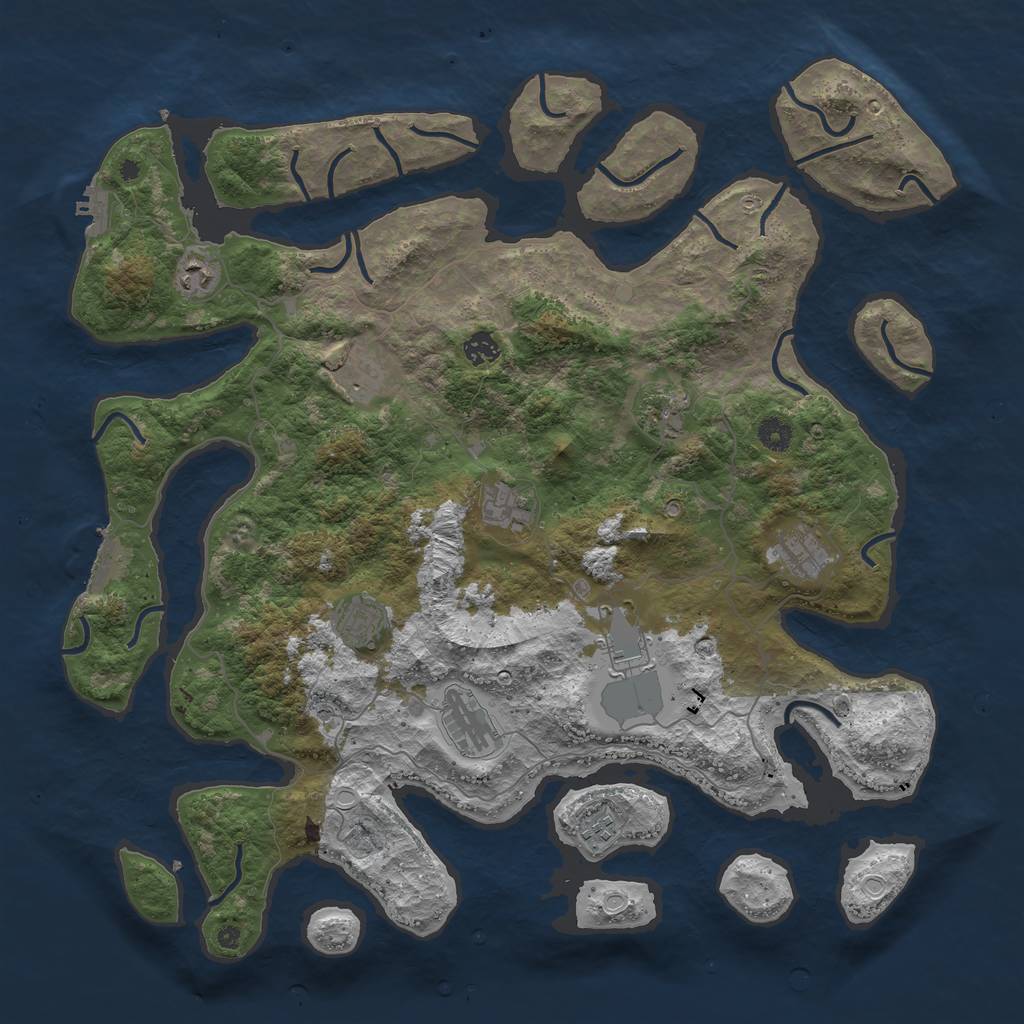 Rust Map: Procedural Map, Size: 4500, Seed: 1130224990, 21 Monuments