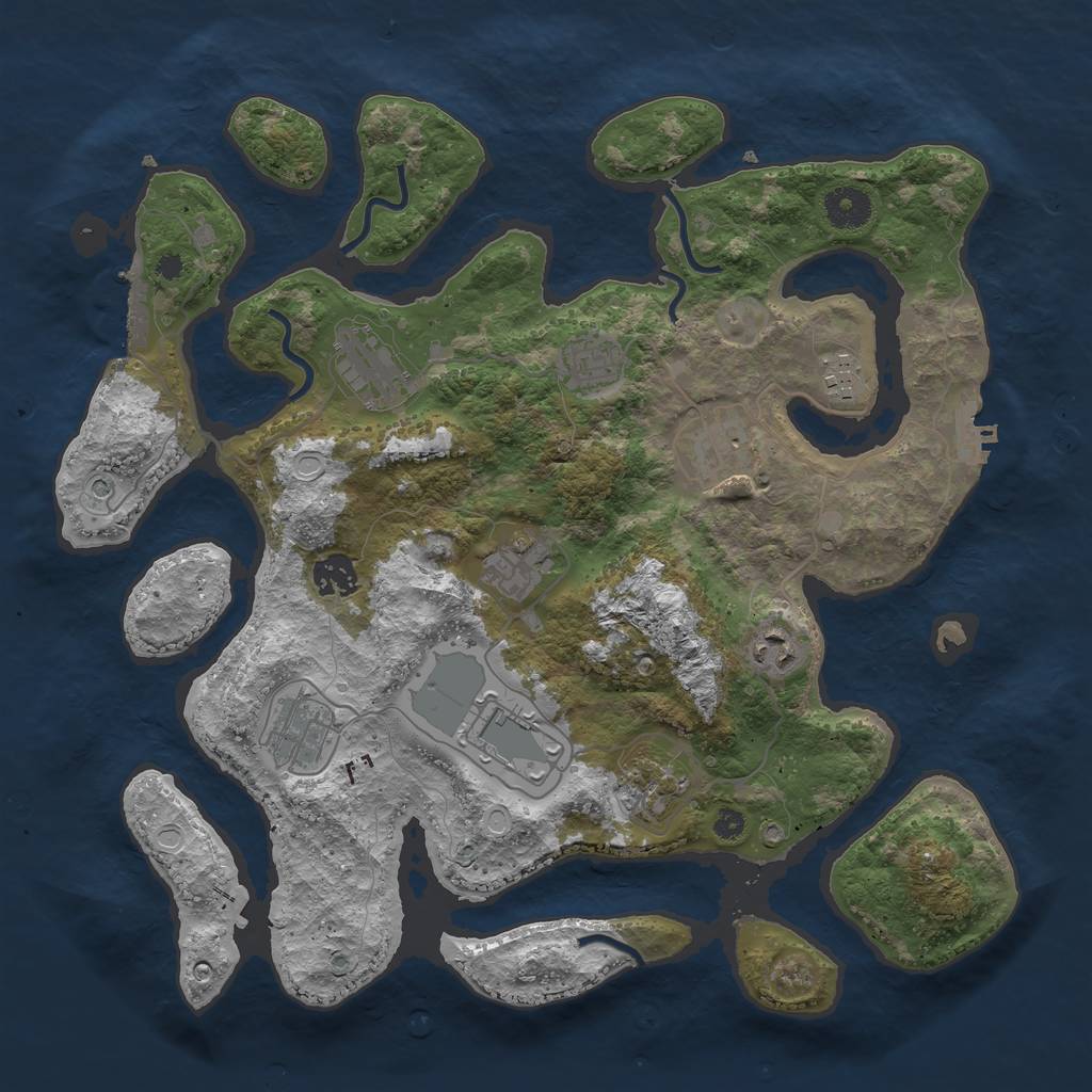 Rust Map: Procedural Map, Size: 3700, Seed: 56888273, 21 Monuments