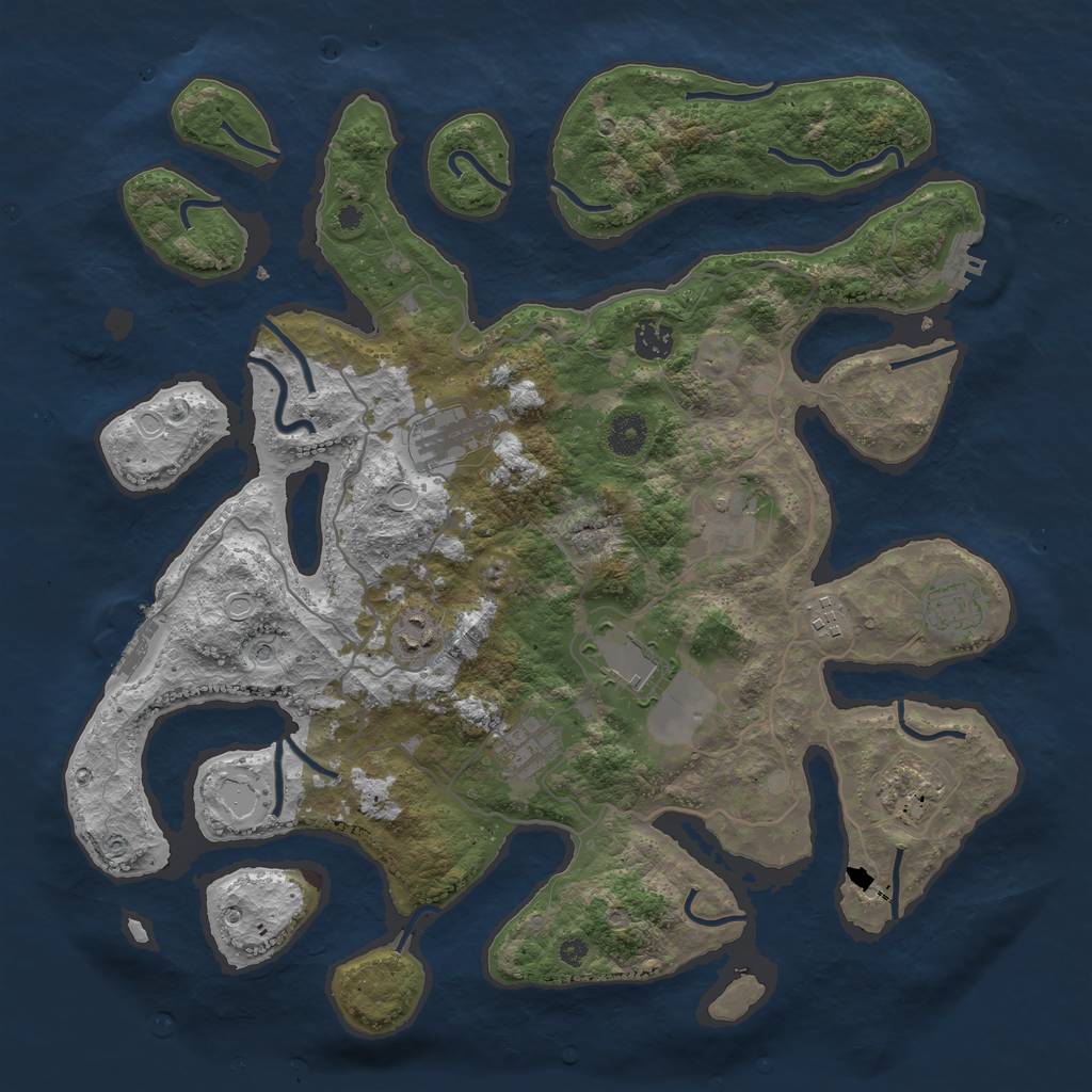 Rust Map: Procedural Map, Size: 4000, Seed: 689295, 20 Monuments