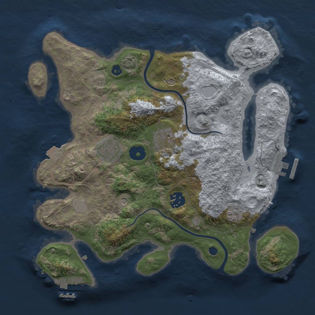 Rust Map: Procedural Map, Size: 3000, Seed: 2423767, 10 Monuments