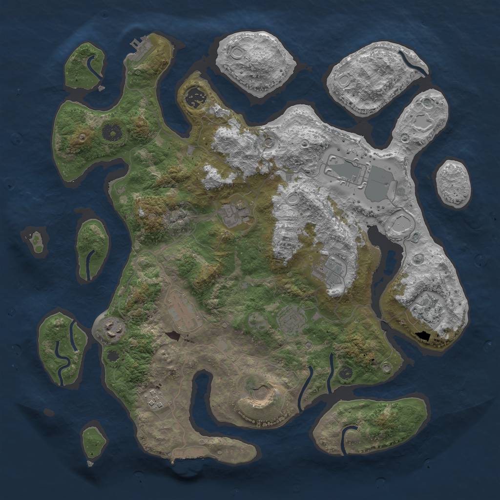 Rust Map: Procedural Map, Size: 3900, Seed: 48972667, 21 Monuments
