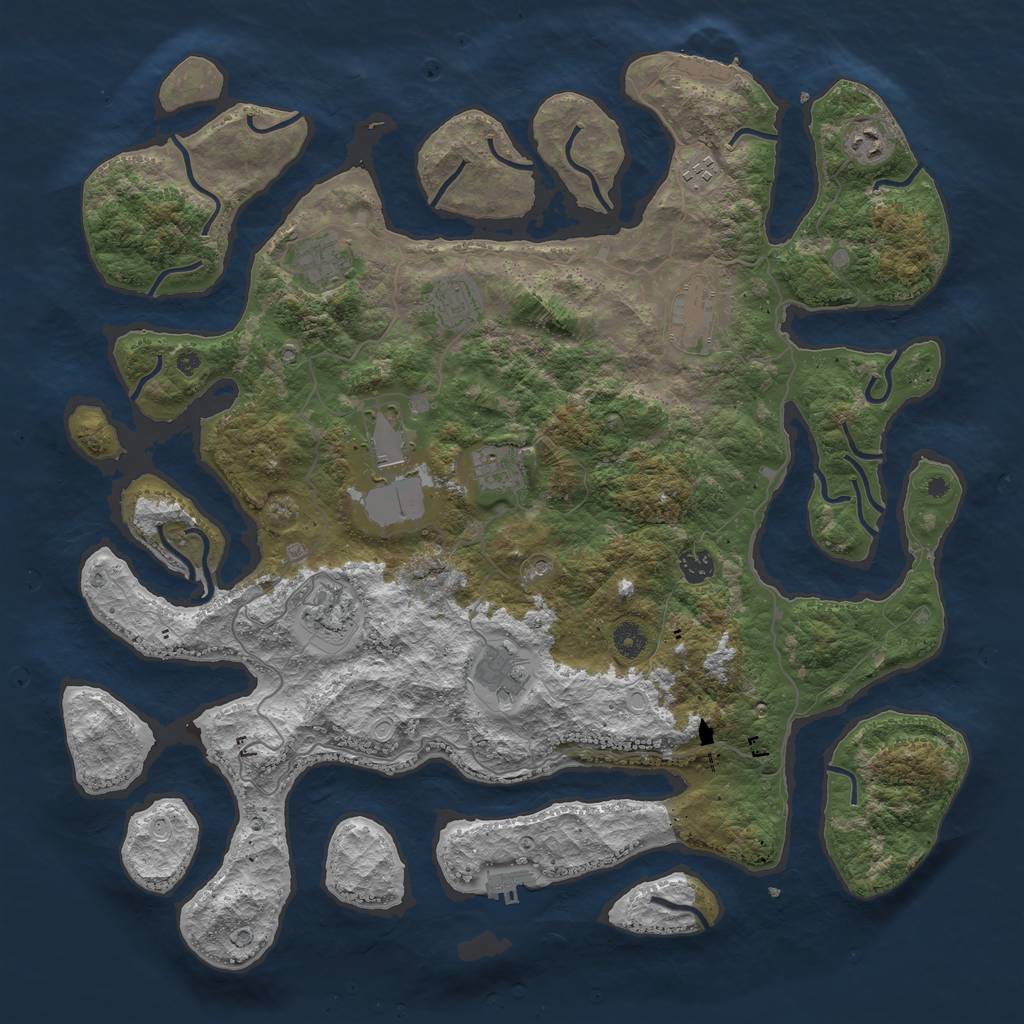 Rust Map: Procedural Map, Size: 4500, Seed: 1371509657, 21 Monuments