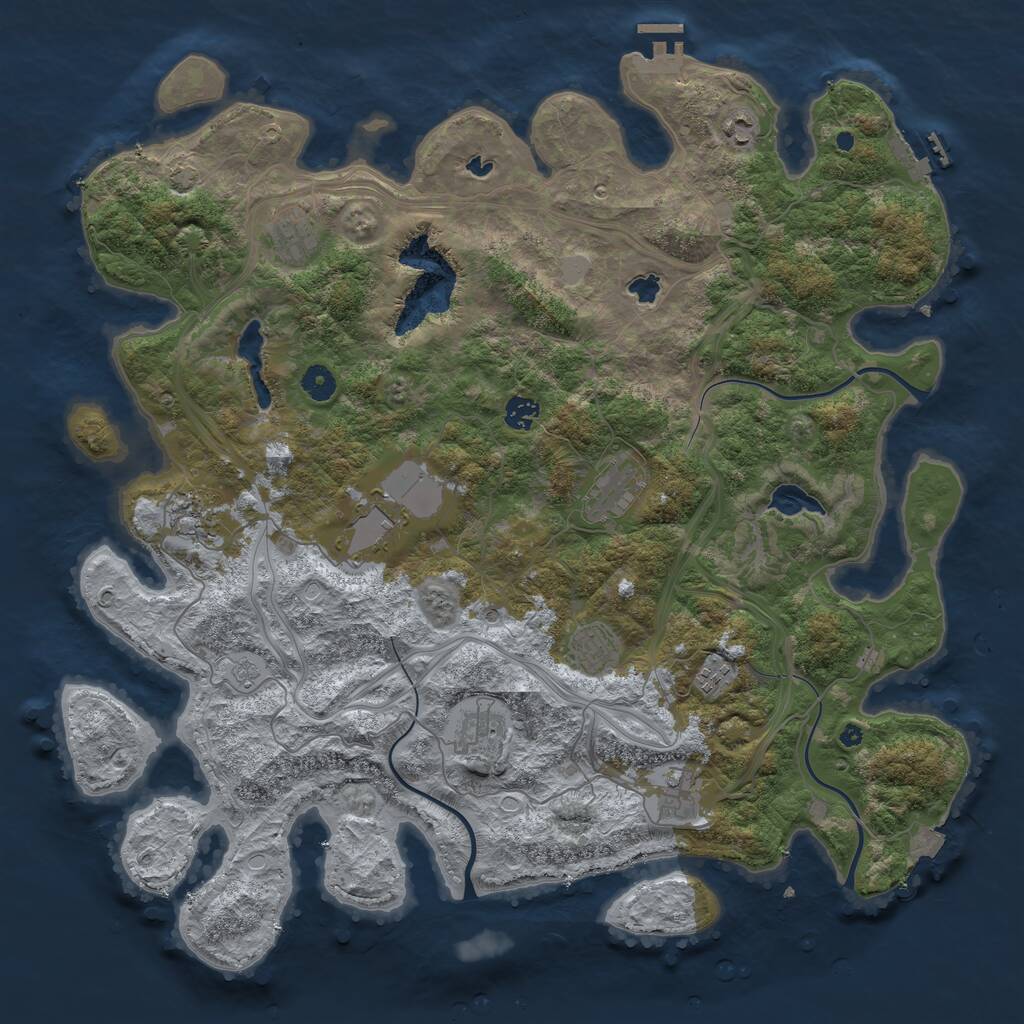 Rust Map: Procedural Map, Size: 4500, Seed: 1371509657, 16 Monuments