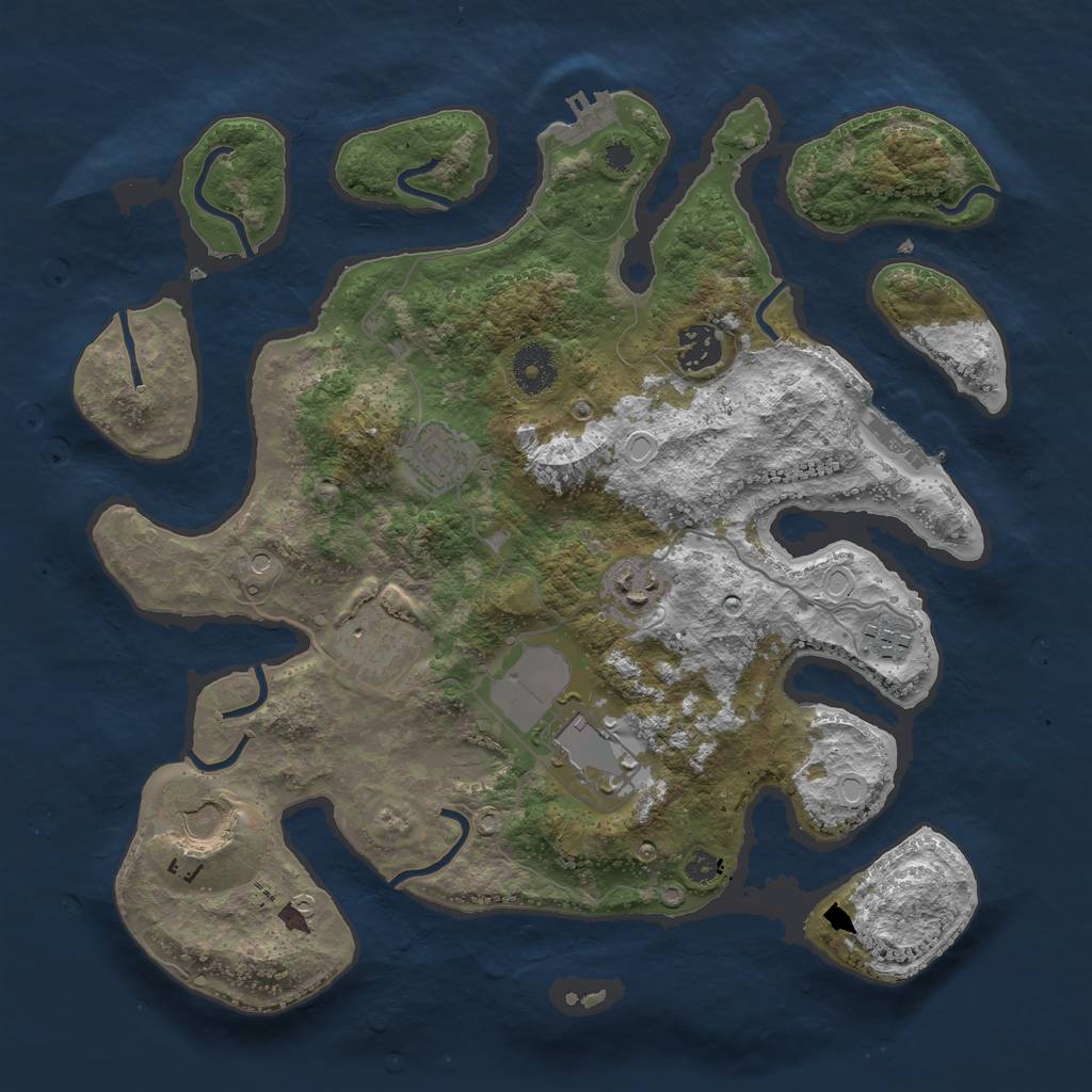 Rust Map: Procedural Map, Size: 3500, Seed: 57894576, 18 Monuments