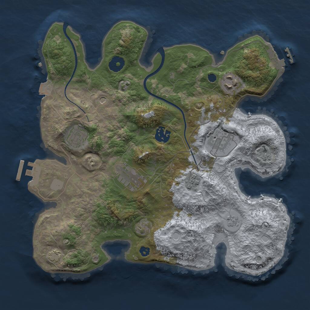 Rust Map: Procedural Map, Size: 3000, Seed: 39592, 12 Monuments