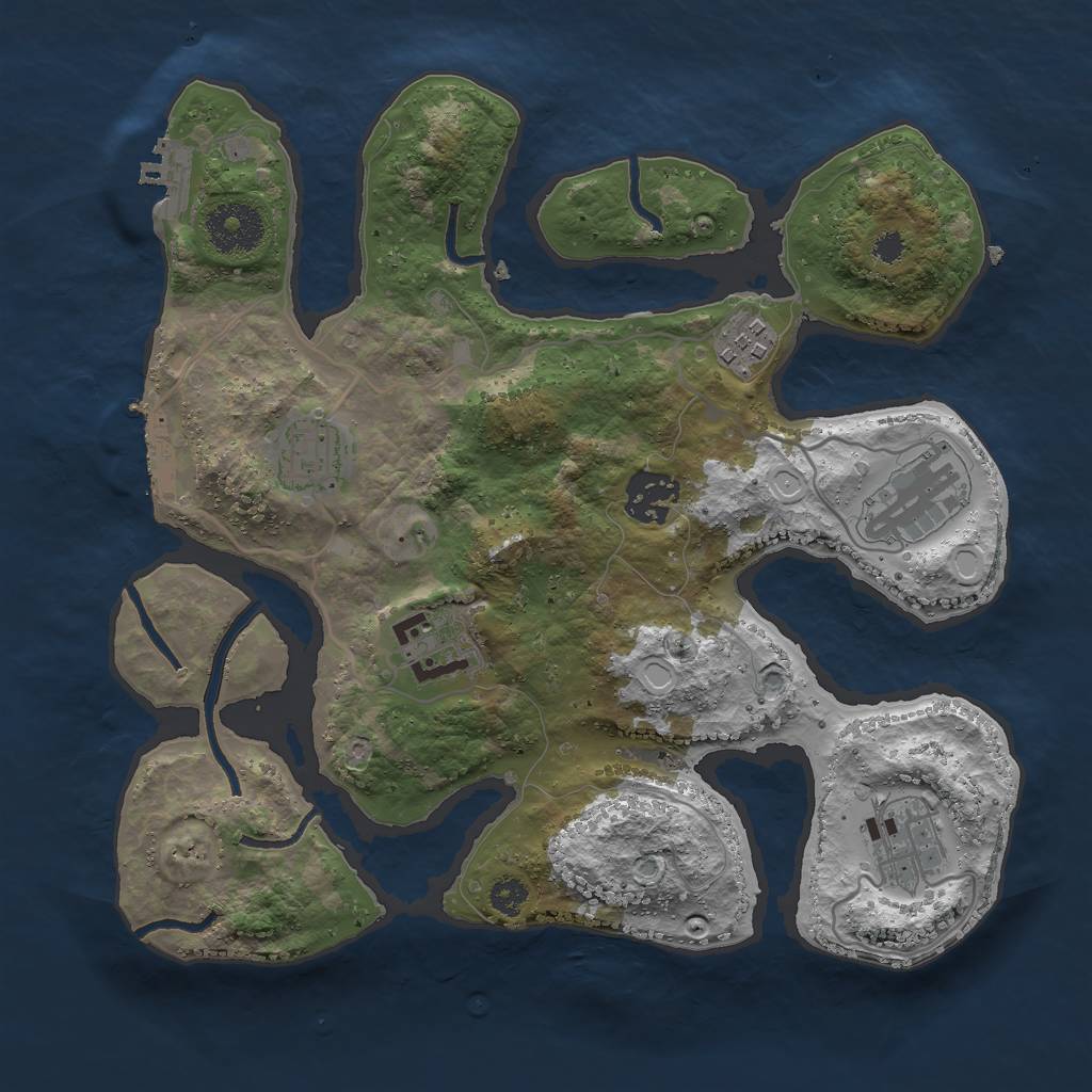 Rust Map: Procedural Map, Size: 3000, Seed: 39592, 16 Monuments