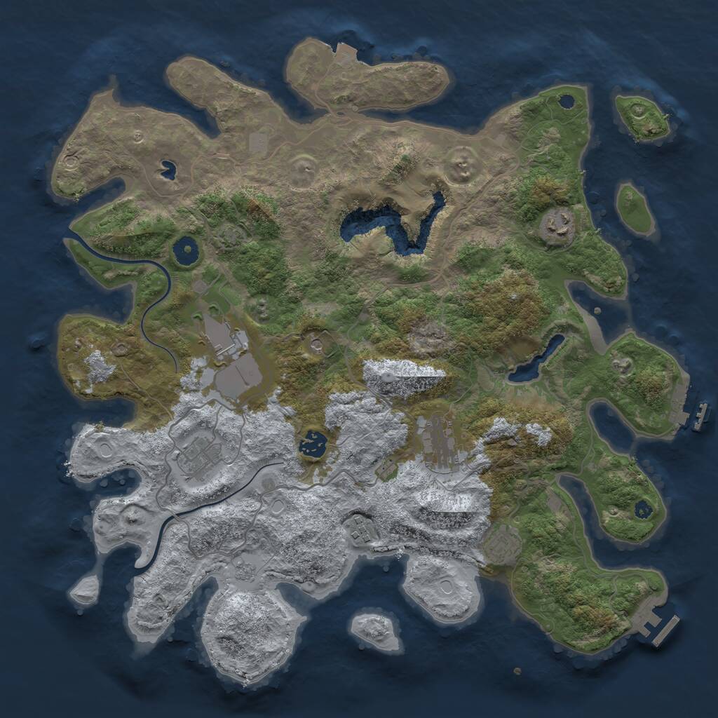 Rust Map: Procedural Map, Size: 4000, Seed: 2076679325, 13 Monuments