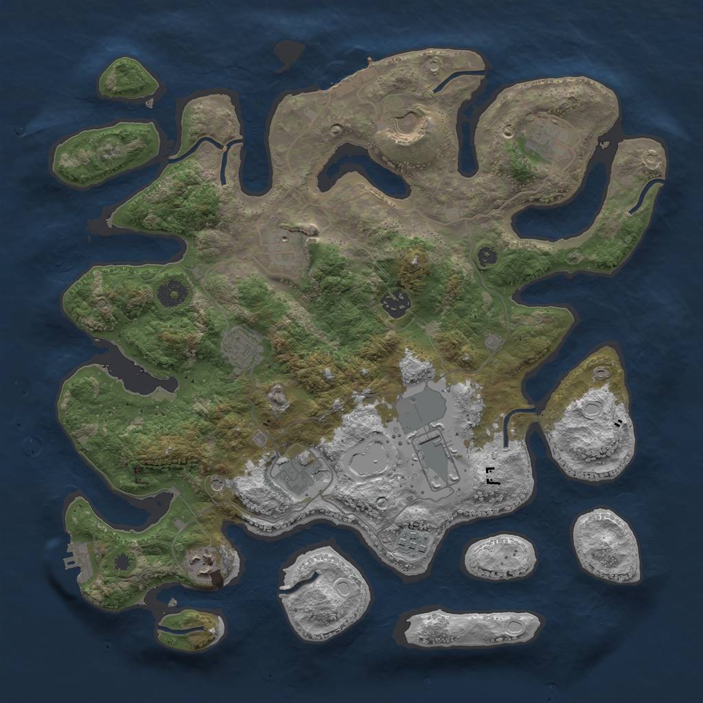 Rust Map: Procedural Map, Size: 3750, Seed: 1053778429, 20 Monuments