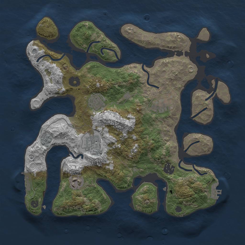 Rust Map: Procedural Map, Size: 3300, Seed: 70707, 16 Monuments