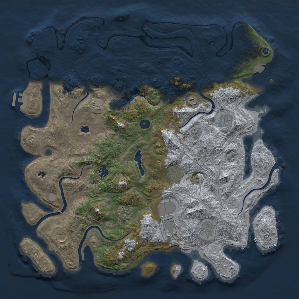 Rust Map: Procedural Map, Size: 4500, Seed: 629388050, 15 Monuments