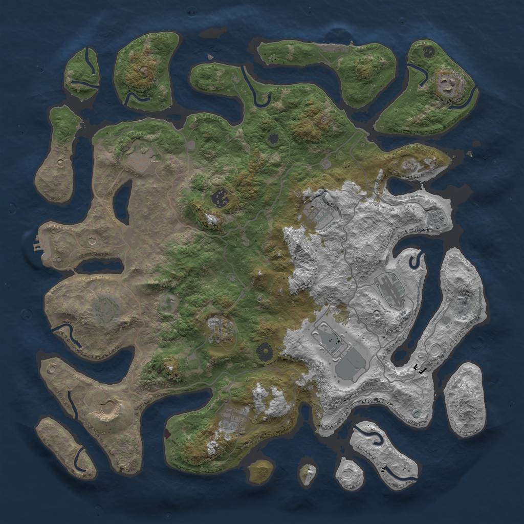 Rust Map: Procedural Map, Size: 4500, Seed: 629388050, 22 Monuments