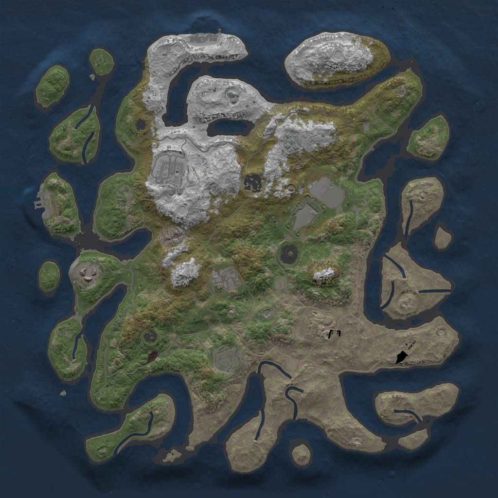 Rust Map: Procedural Map, Size: 4000, Seed: 45268, 19 Monuments