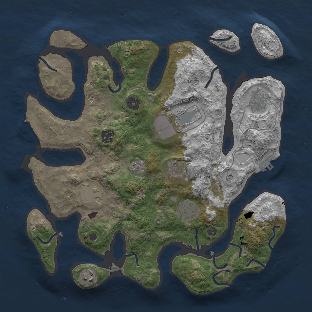 Rust Map: Procedural Map, Size: 3500, Seed: 82624957, 19 Monuments