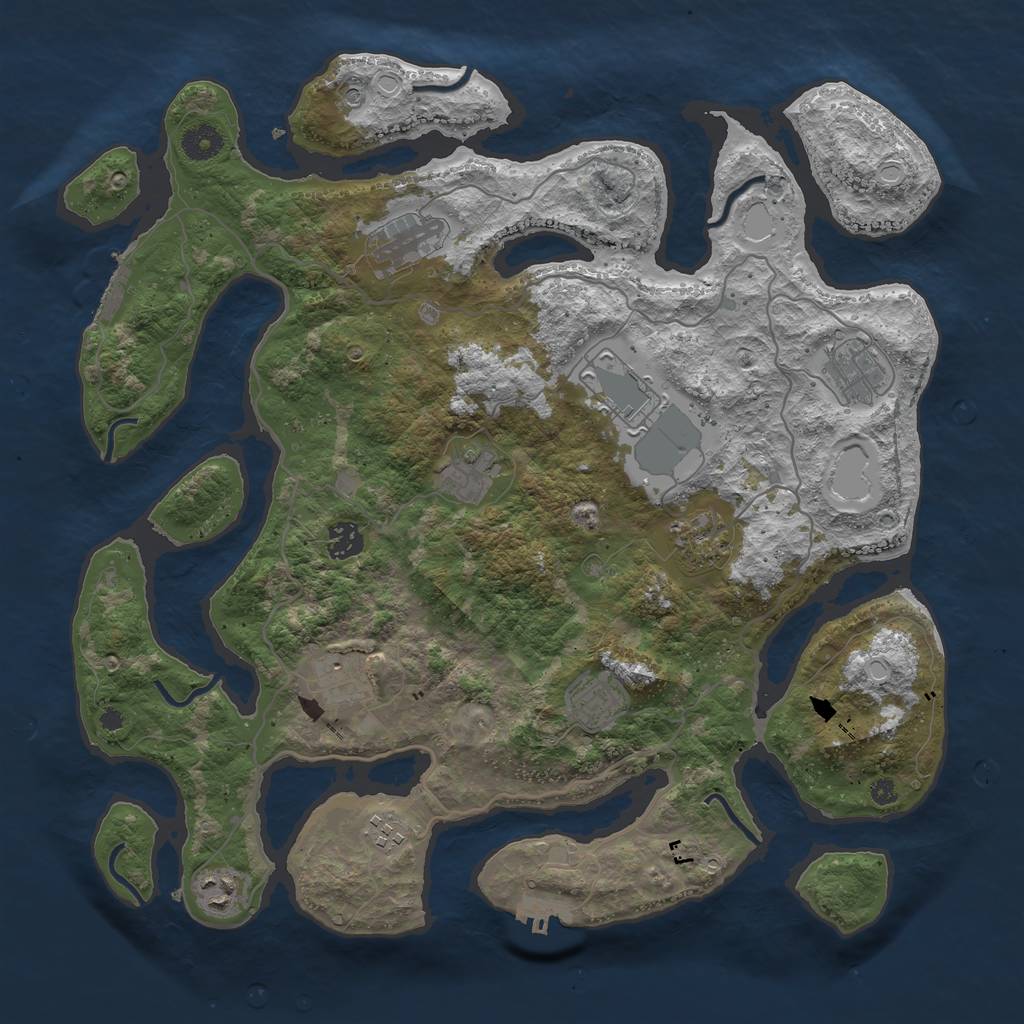 Rust Map: Procedural Map, Size: 4000, Seed: 1113863894, 21 Monuments