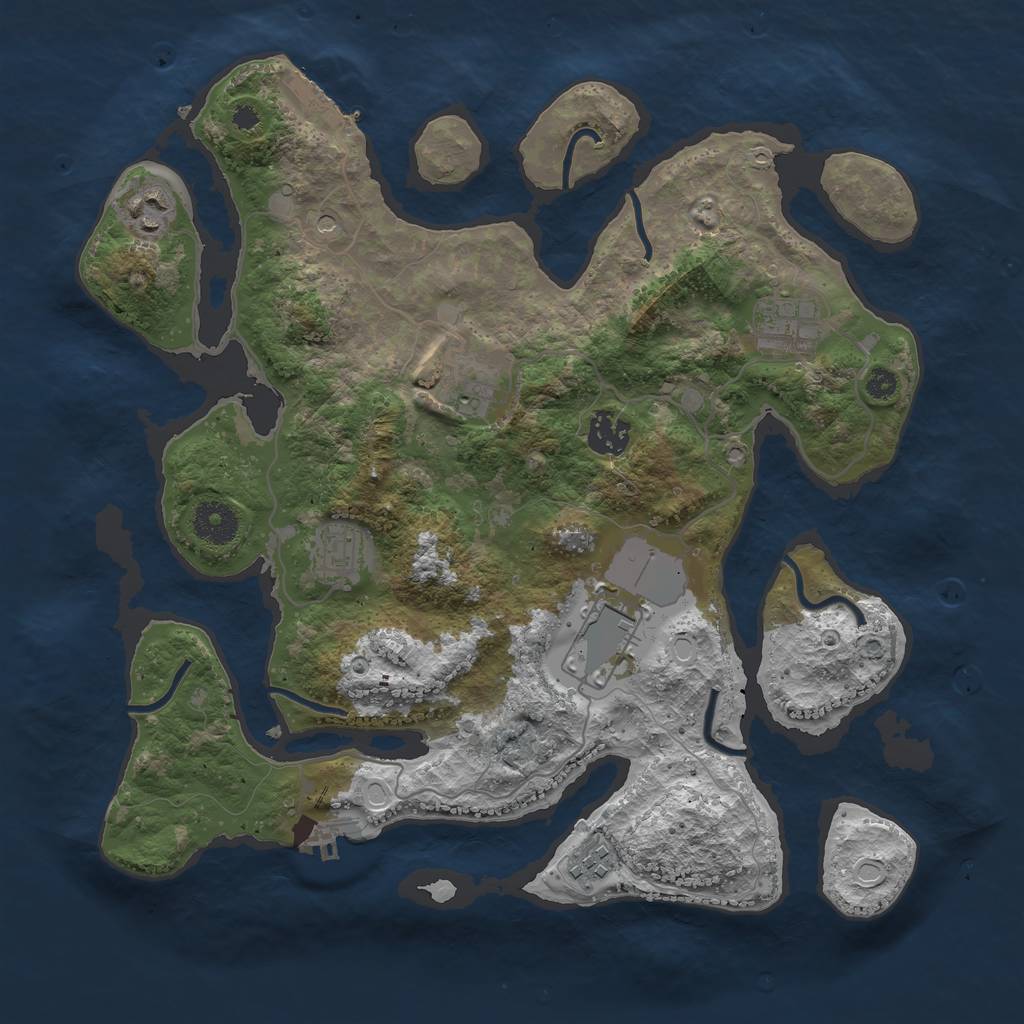 Rust Map: Procedural Map, Size: 3500, Seed: 873910973, 18 Monuments