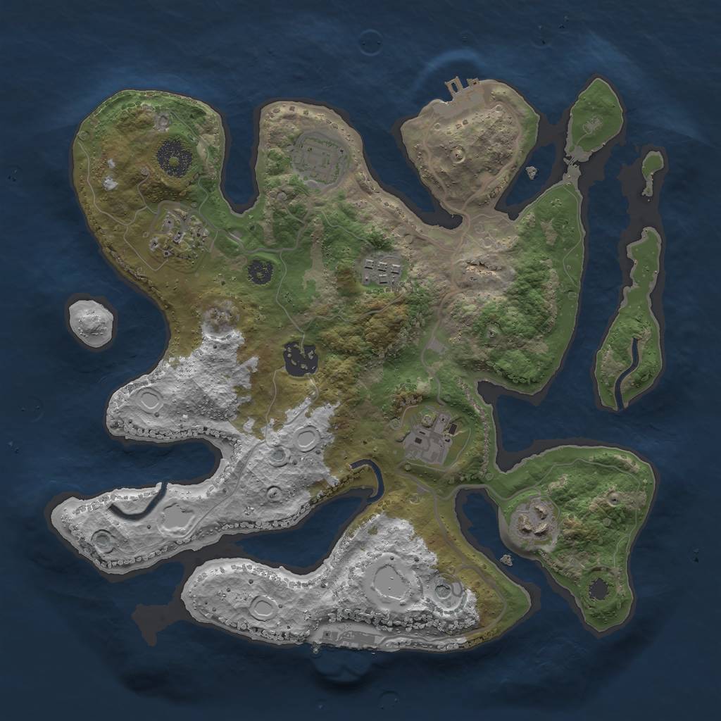 Rust Map: Procedural Map, Size: 3000, Seed: 2117792727, 17 Monuments