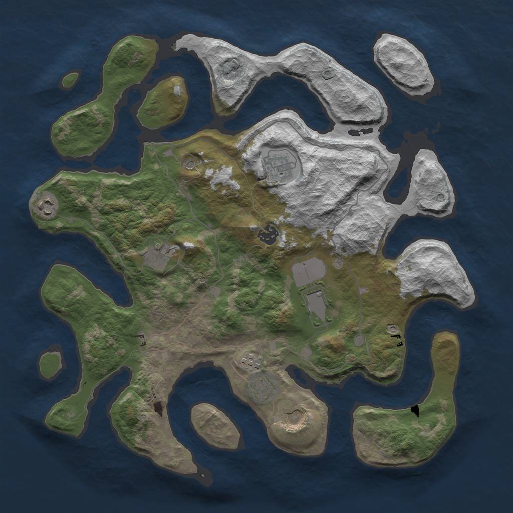 Rust Map: Barren, Size: 4000, Seed: 9342, 11 Monuments