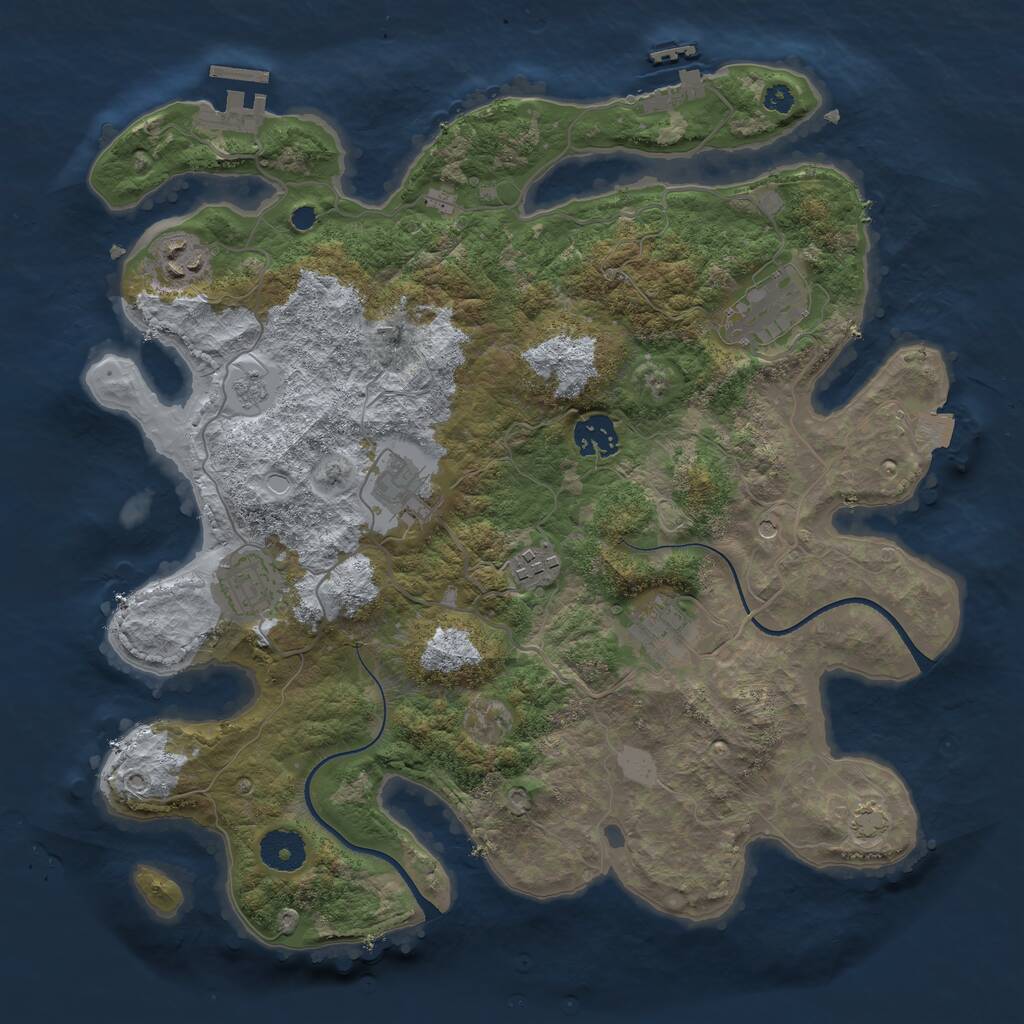 Rust Map: Procedural Map, Size: 3500, Seed: 540374220, 13 Monuments