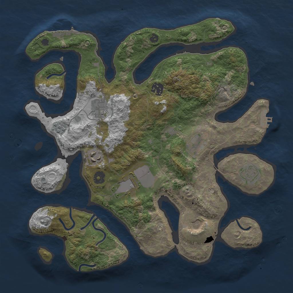 Rust Map: Procedural Map, Size: 3500, Seed: 540374220, 18 Monuments