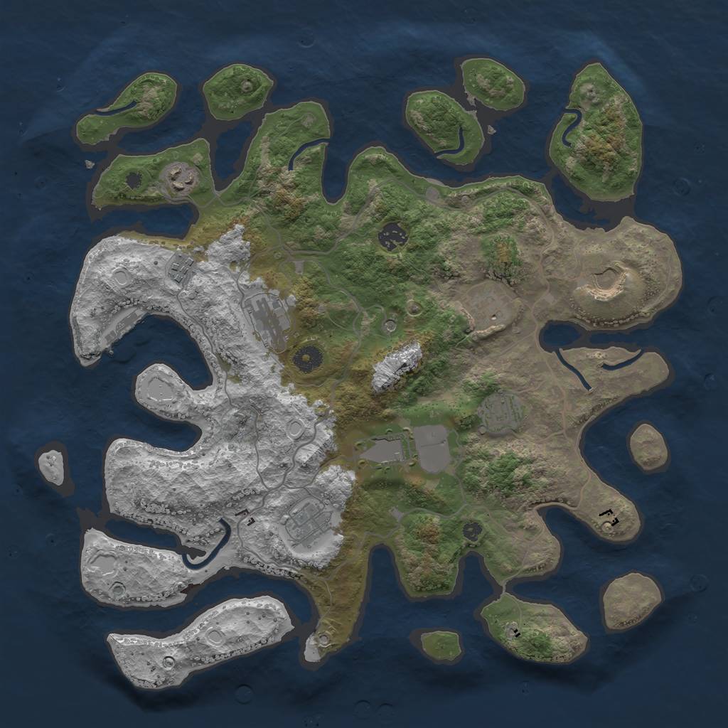 Rust Map: Procedural Map, Size: 4000, Seed: 1711704867, 19 Monuments