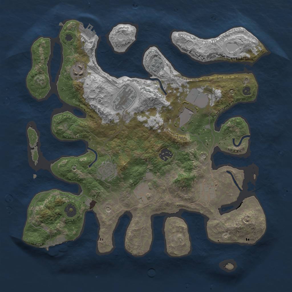 Rust Map: Procedural Map, Size: 3500, Seed: 393213792, 19 Monuments