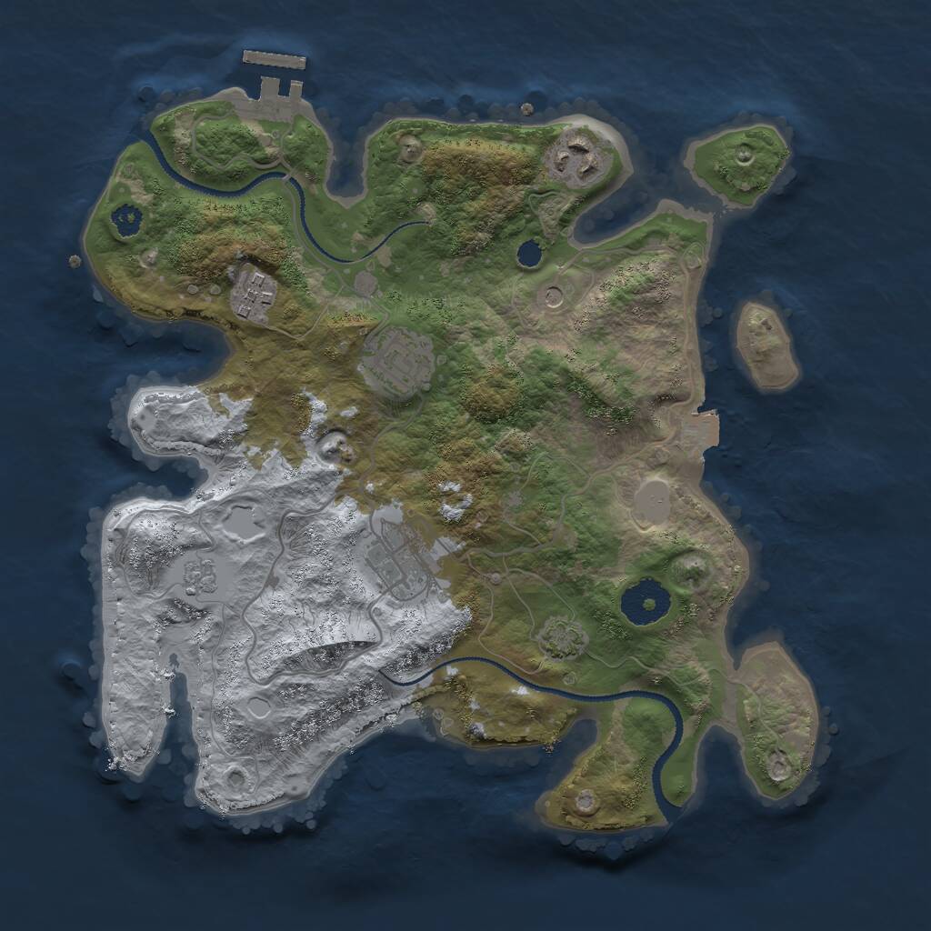 Rust Map: Procedural Map, Size: 3000, Seed: 123411, 9 Monuments