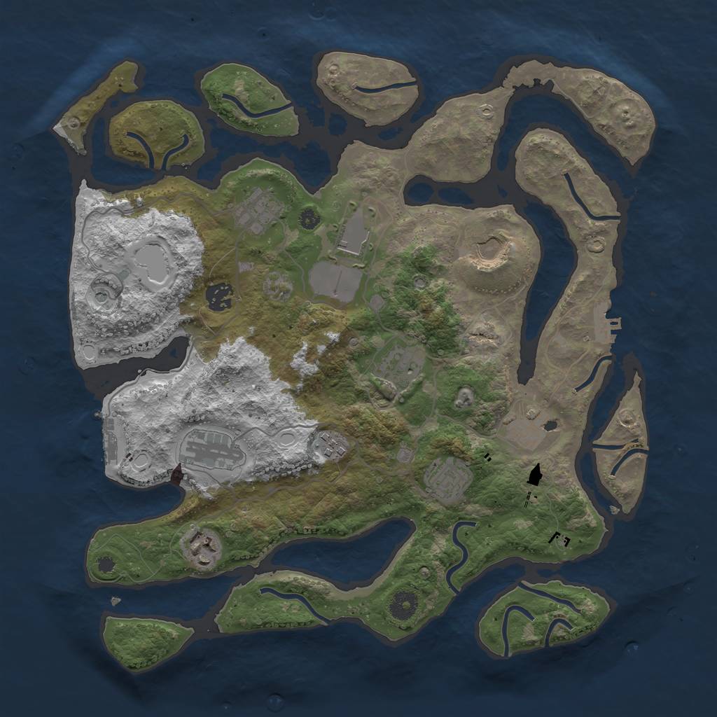 Rust Map: Procedural Map, Size: 3750, Seed: 1544308627, 21 Monuments