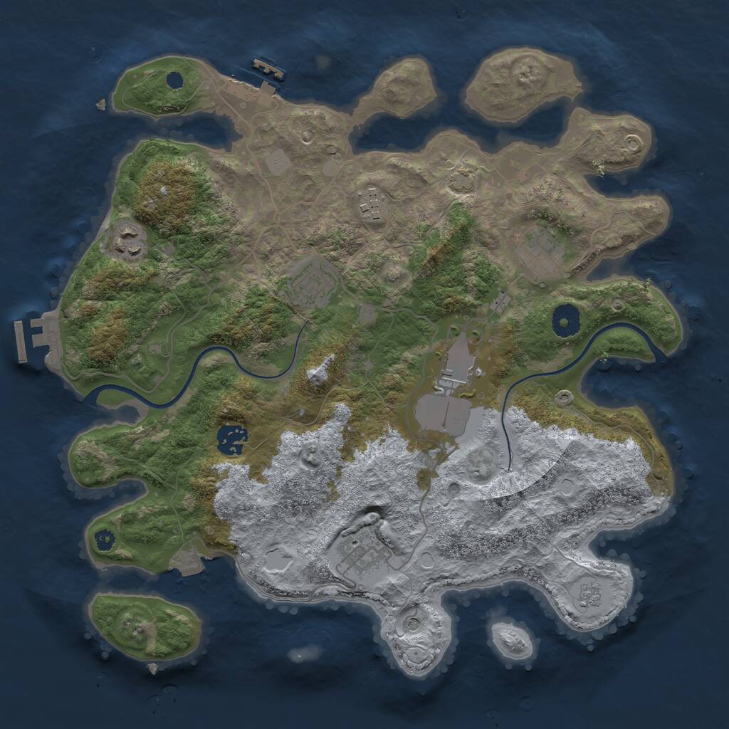 Rust Map: Procedural Map, Size: 3500, Seed: 5643654, 13 Monuments
