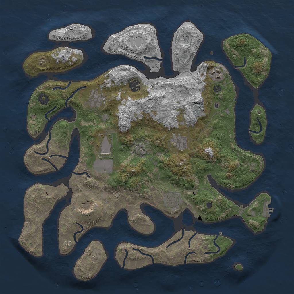 Rust Map: Procedural Map, Size: 3900, Seed: 598765, 18 Monuments