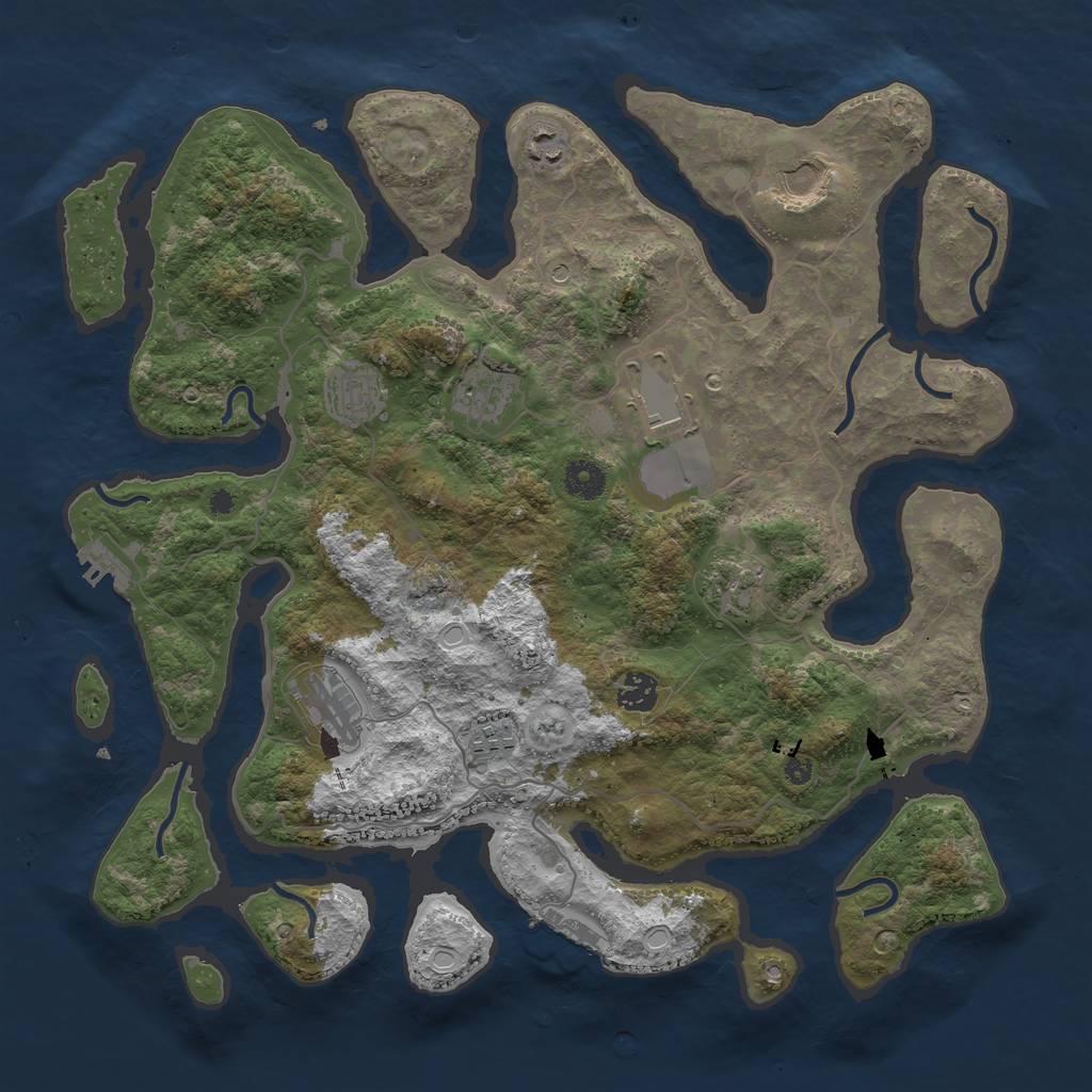 Rust Map: Procedural Map, Size: 4000, Seed: 1807074639, 20 Monuments