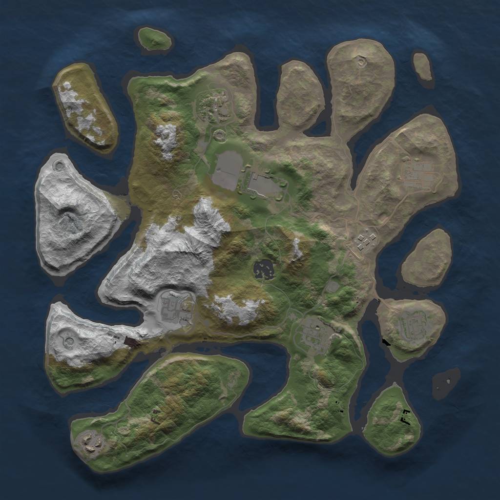 Rust Map: Barren, Size: 3500, Seed: 173319200, 12 Monuments