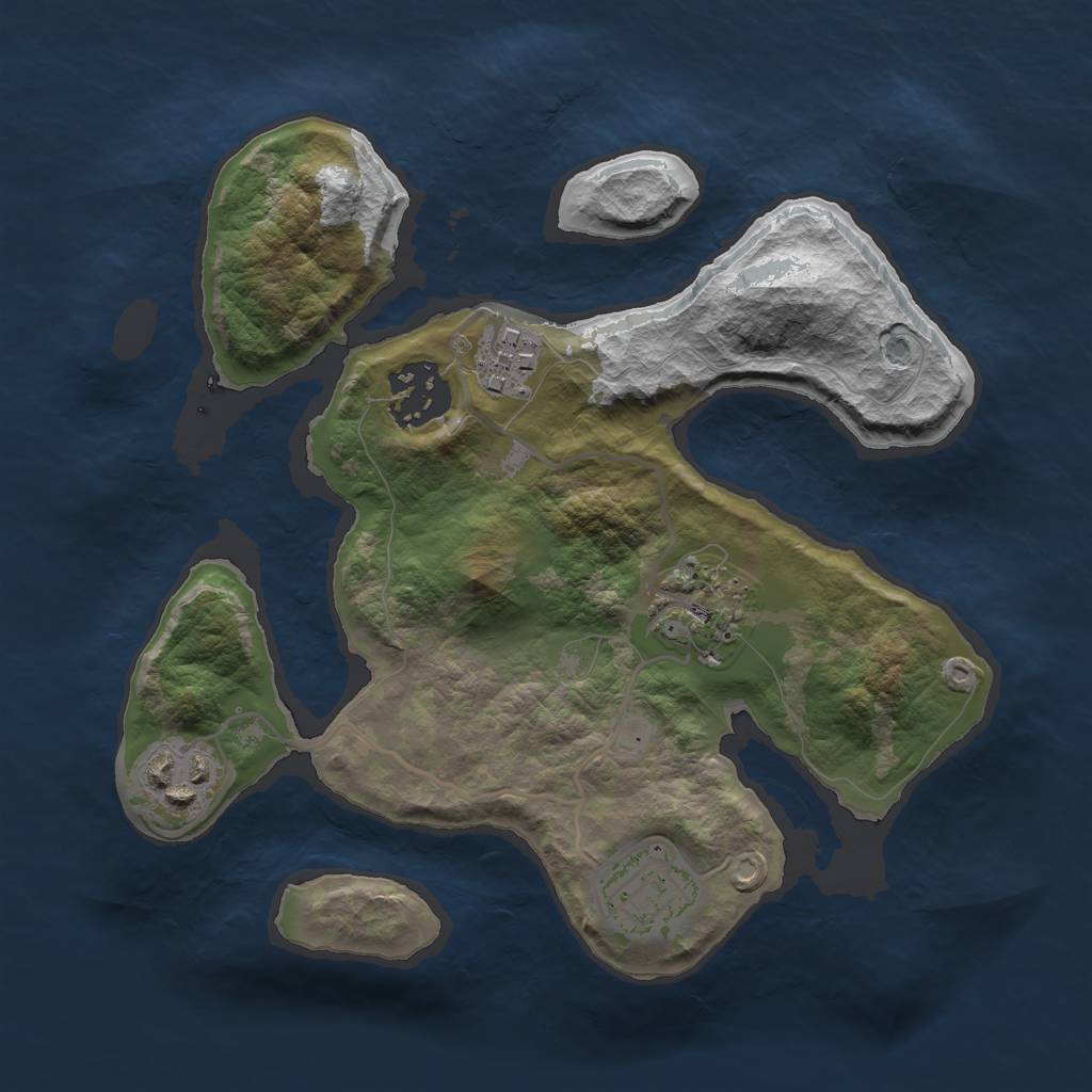 Rust Map: Barren, Size: 2500, Seed: 4587, 7 Monuments