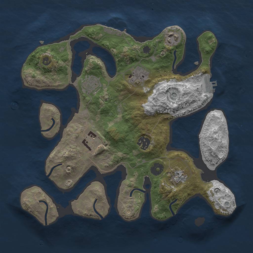 Rust Map: Procedural Map, Size: 3000, Seed: 474524499, 17 Monuments