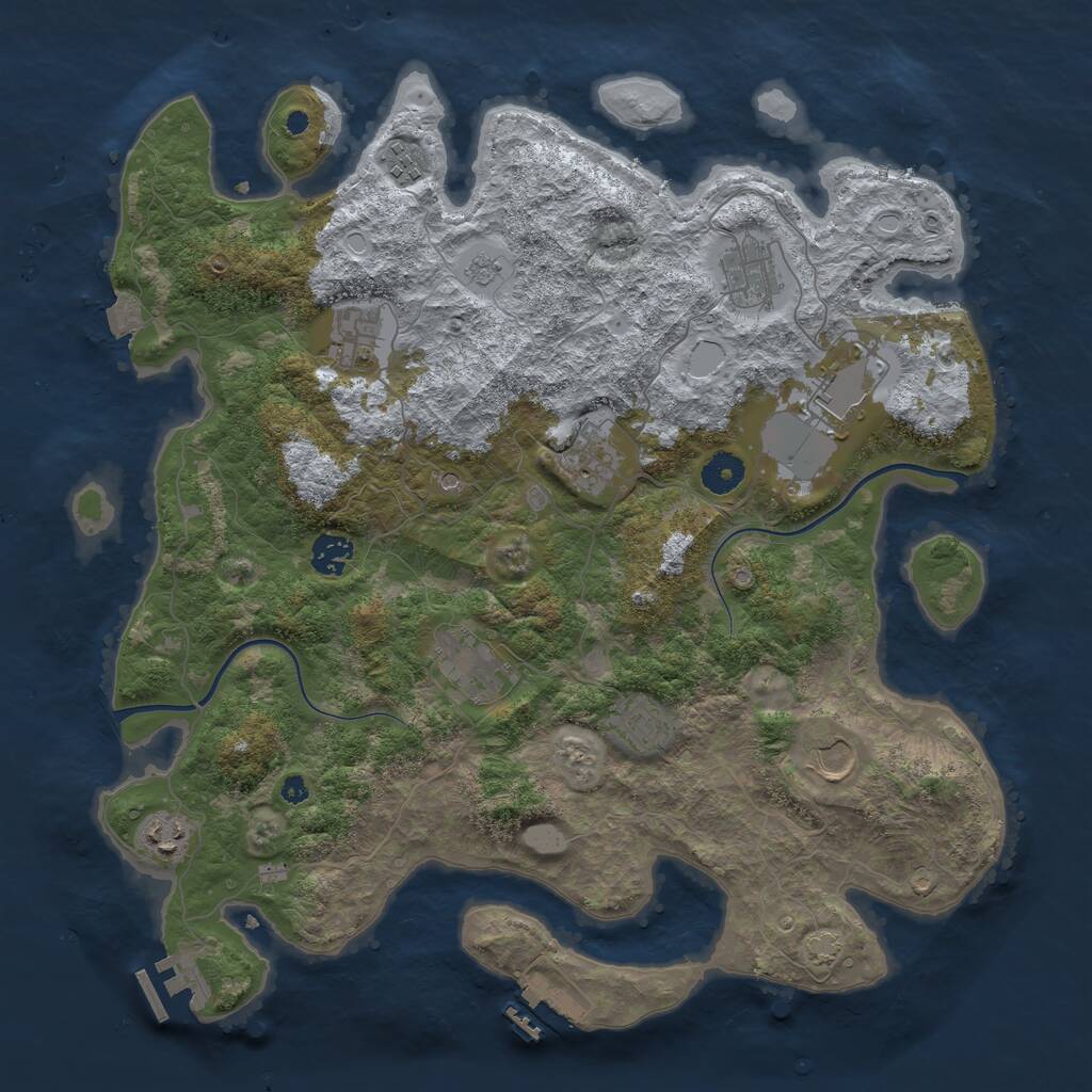 Rust Map: Procedural Map, Size: 3950, Seed: 125468, 16 Monuments