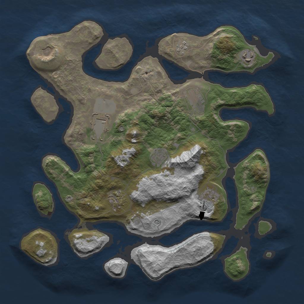 Rust Map: Barren, Size: 3700, Seed: 102635630, 11 Monuments