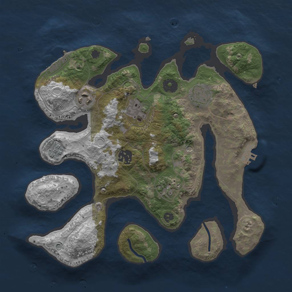 Rust Map: Procedural Map, Size: 3000, Seed: 1939, 17 Monuments