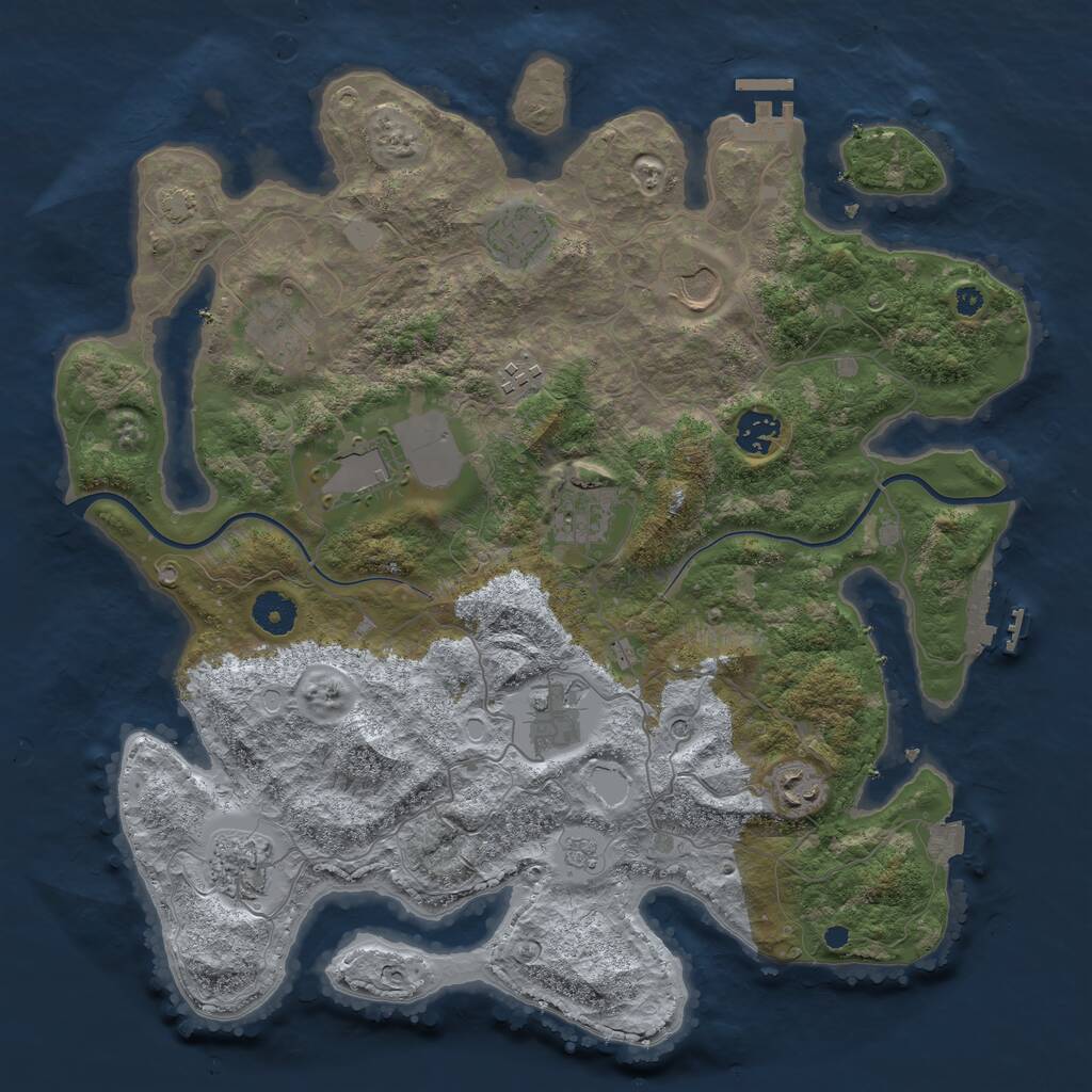Rust Map: Procedural Map, Size: 3800, Seed: 64500, 16 Monuments