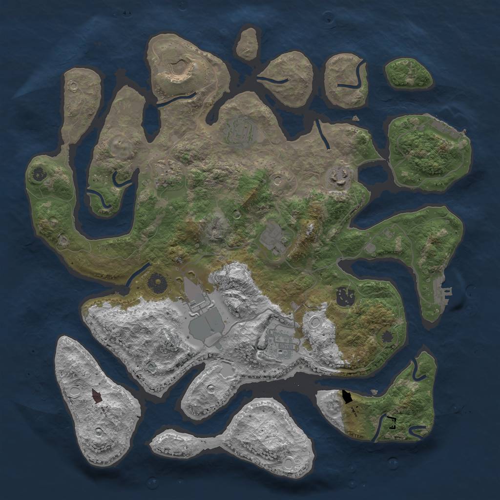 Rust Map: Procedural Map, Size: 3800, Seed: 64500, 19 Monuments