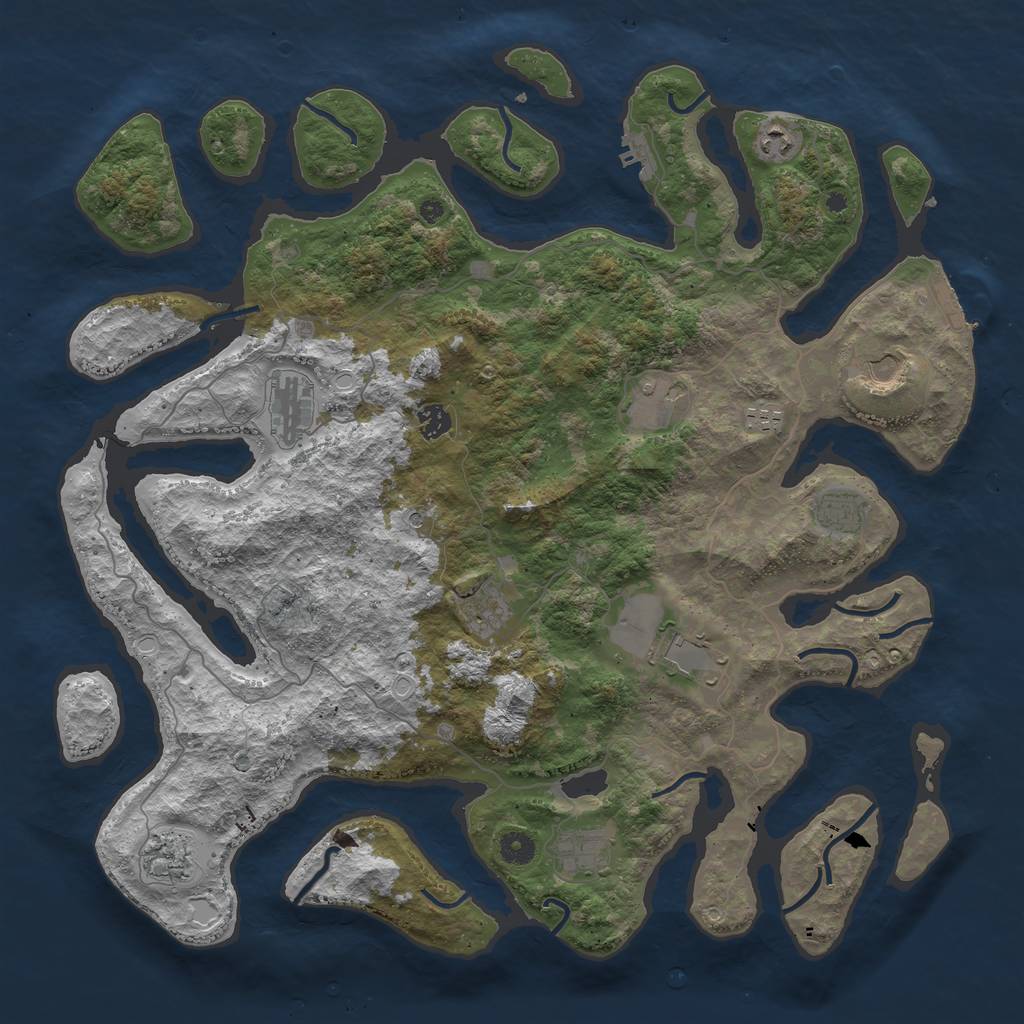 Rust Map: Procedural Map, Size: 4500, Seed: 1836116294, 22 Monuments