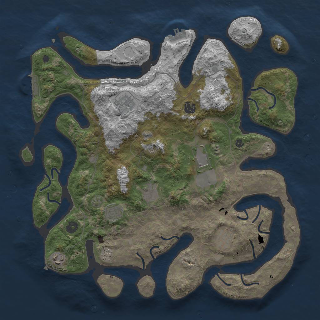 Rust Map: Procedural Map, Size: 4000, Seed: 45488177, 19 Monuments