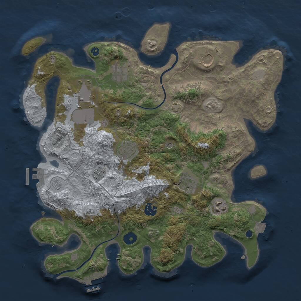 Rust Map: Procedural Map, Size: 3550, Seed: 78444465, 14 Monuments
