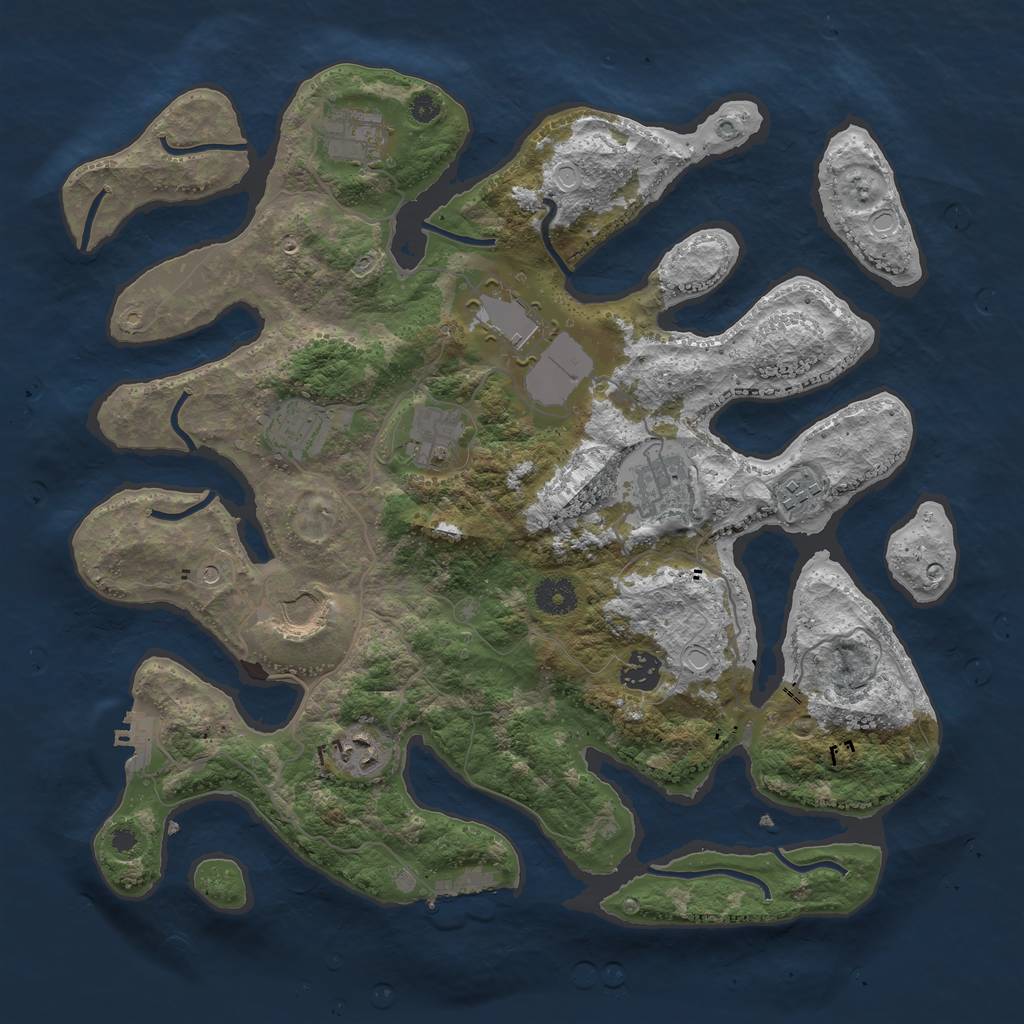 Rust Map: Procedural Map, Size: 3800, Seed: 454448655, 20 Monuments