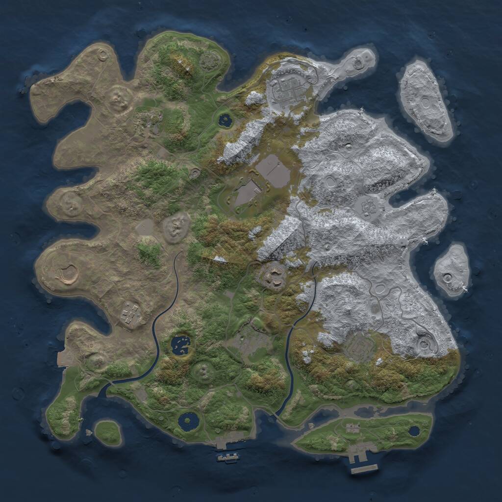 Rust Map: Procedural Map, Size: 3800, Seed: 454448655, 15 Monuments