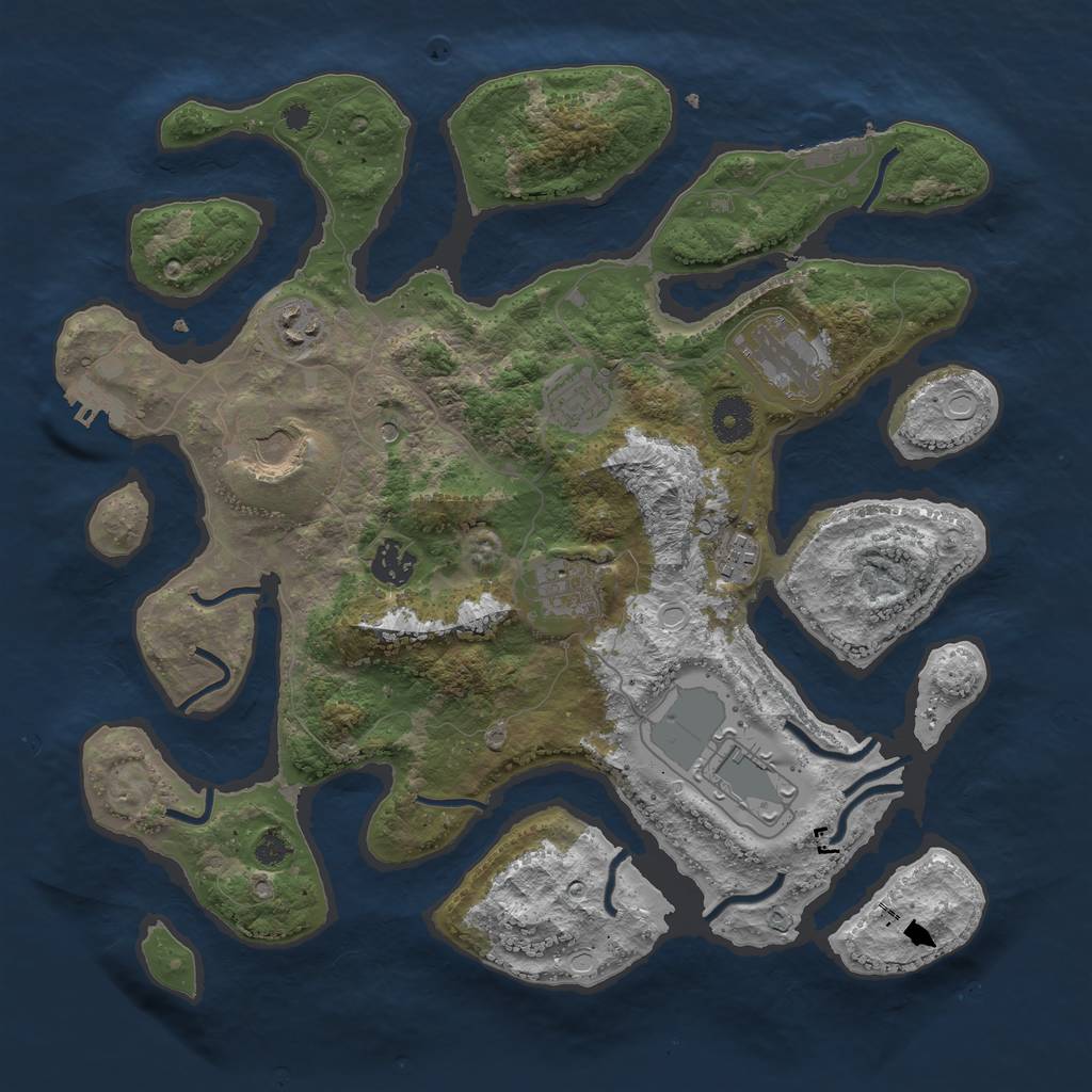 Rust Map: Procedural Map, Size: 3700, Seed: 254871144, 19 Monuments