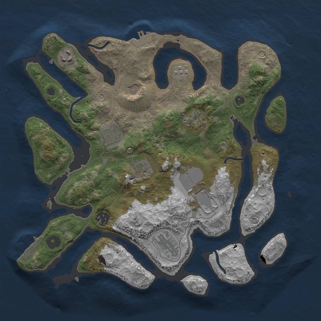 Rust Map: Procedural Map, Size: 3500, Seed: 2482, 20 Monuments