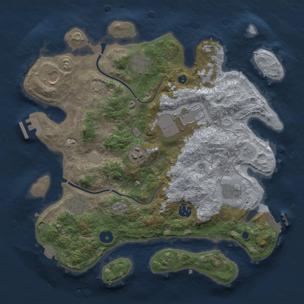 Rust Map: Procedural Map, Size: 3500, Seed: 6489, 14 Monuments
