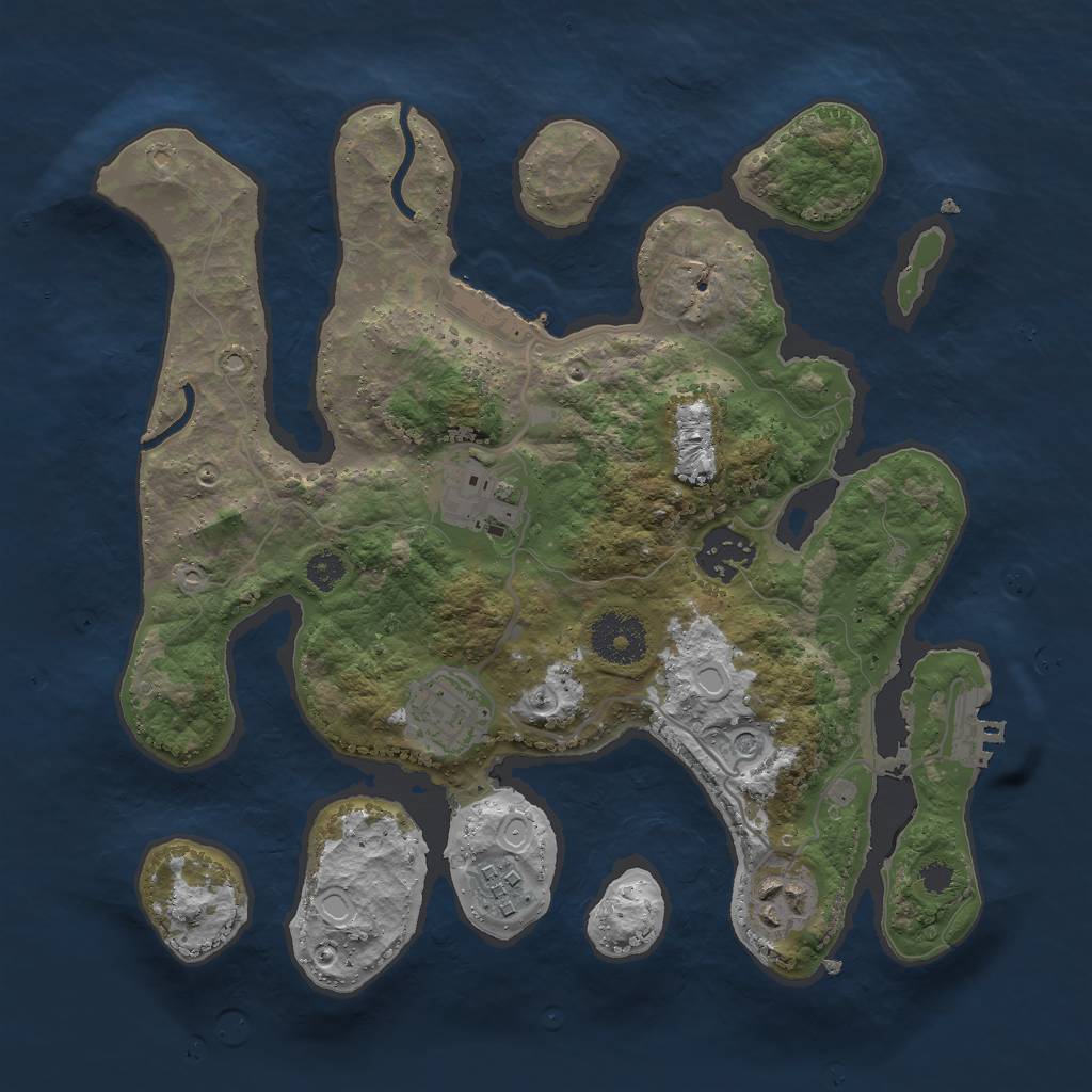 Rust Map: Procedural Map, Size: 3000, Seed: 8232355, 16 Monuments