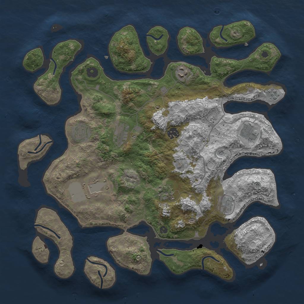 Rust Map: Procedural Map, Size: 4000, Seed: 745234, 18 Monuments